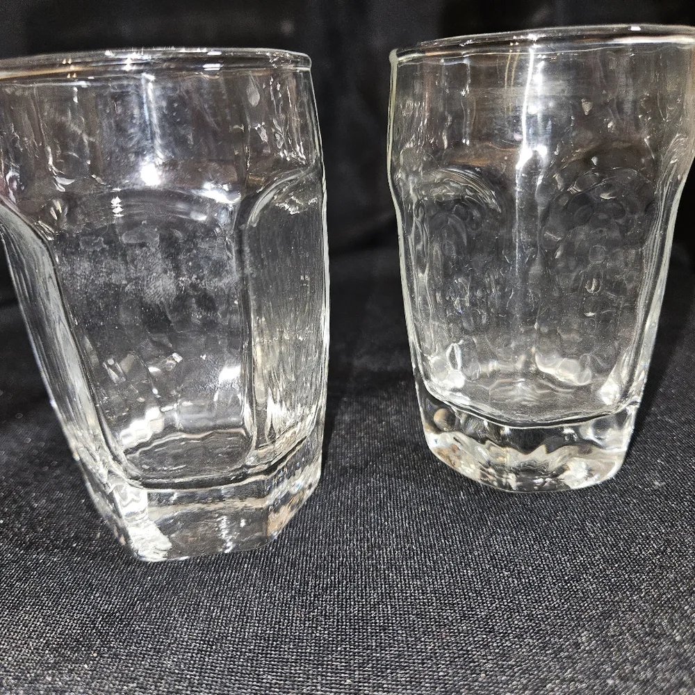 Set 2 Libbey Chivalry Clear Juice Textured Glasses Flat weighted base 6oz. - Picture 4 of 9